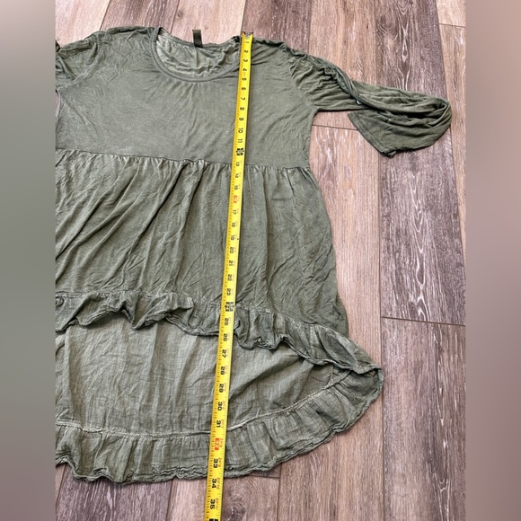🛍️Baba green long sleeve/ rolled up sleeve high-low dress one size - Picture 3 of 7